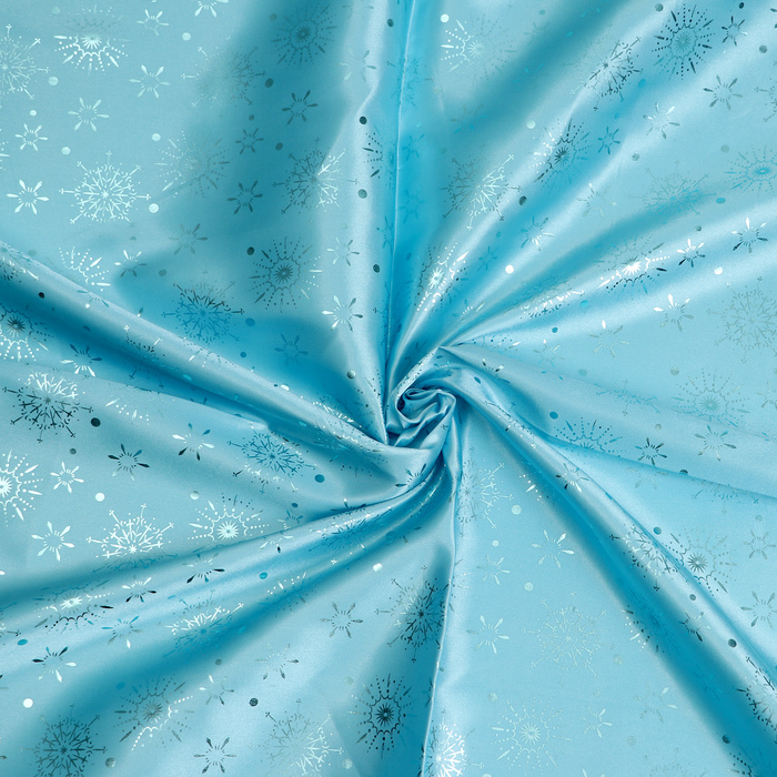 Лоскут Атлас, голубой с голубыми звёздами, 100 × 150 см