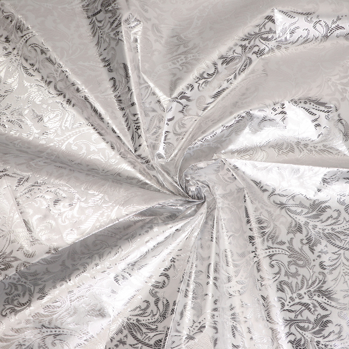 Лоскут «Парча», белый с серебрянным рисунком, 50 × 50 см
