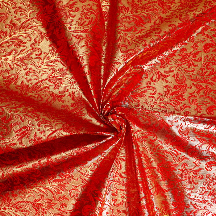 Лоскут «Парча», красный с золотыми узорами, 100 × 150 см - Фото 1