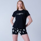Комплект женский домашний (футболка/шорты), цвет чёрный, размер 46 - фото 320783230