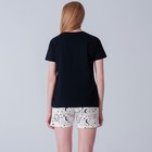 Комплект женский домашний (футболка/шорты), цвет чёрный/молочный, размер 42 - Фото 4