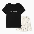 Комплект женский домашний (футболка/шорты), цвет чёрный/молочный, размер 42 - фото 9976097