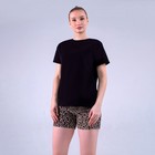 Комплект женский домашний (футболка/шорты), цвет чёрный/леопардовый, размер 42 - Фото 2