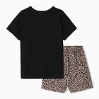 Комплект женский домашний (футболка/шорты), цвет чёрный/леопардовый, размер 42 - фото 9976147