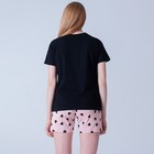 Комплект женский домашний (футболка/шорты), цвет чёрный/розовый, размер 44 - Фото 3