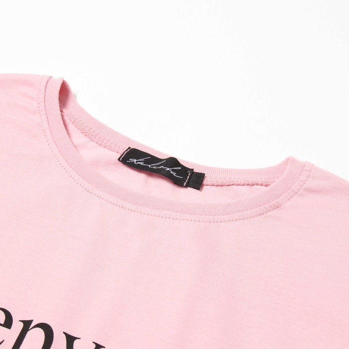 Комплект женский домашний (футболка/шорты), цвет пудра, размер 42 - фото 1909429077