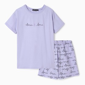 Комплект женский домашний (футболка/шорты), цвет сиреневый, размер 42