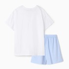 Комплект женский домашний (футболка/шорты), цвет белый/голубой, размер 42 - Фото 3