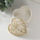 Шкатулка для украшений «Сердце. Каракули», для мелочи, керамика, металл, белая, 8.9×8.5×7.2 см - Фото 2