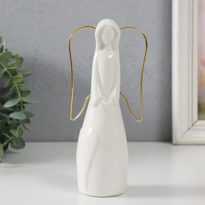 Сувенир керамика, металл "Девушка-ангел" белый 8х5х17 см - Фото 1