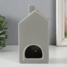 Подсвечник керамика, металл на 1 свечу "Дом" серый с золотом 9х6,3х16,7 см - Фото 3