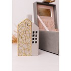 Подсвечник керамика, металл на 1 свечу "Дом" серый с золотом 9х6,3х16,7 см - Фото 5