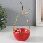 Подставка для мелочей «Груша», керамика, металл, красная с золотом, 8×8×17 см - Фото 1