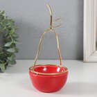 Подставка для мелочей «Груша», керамика, металл, красная с золотом, 8×8×17 см - Фото 3