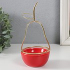 Подставка для мелочей «Груша», керамика, металл, красная с золотом, 8×8×17 см - Фото 4