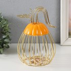 Фигурка - вазон «Тыква с листочком», подставка, металл, керамика, оранжевая с золотом, 14.3×14.3×21 см - Фото 1