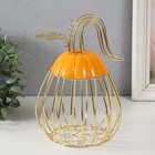 Фигурка - вазон «Тыква с листочком», подставка, металл, керамика, оранжевая с золотом, 14.3×14.3×21 см - Фото 2