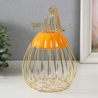 Фигурка - вазон «Тыква с листочком», подставка, металл, керамика, оранжевая с золотом, 14.3×14.3×21 см - Фото 3