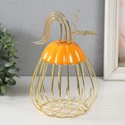 Фигурка - вазон «Тыква с листочком», подставка, металл, керамика, оранжевая с золотом, 14.3×14.3×21 см - Фото 4