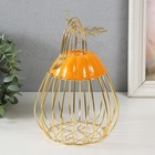 Фигурка - вазон «Тыква с листочком», подставка, металл, керамика, оранжевая с золотом, 14.3×14.3×21 см - Фото 5