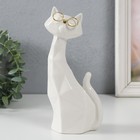 Сувенир керамика "Белый кот в очках, сидит" грани 19,5х5,5х8.5 см - фото 3824085