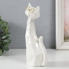 Сувенир керамика "Белый кот в очках, сидит" грани 19,5х5,5х8.5 см - Фото 4