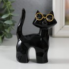 Сувенир керамика "Чёрный котик в очках, хвост трубой" грани 8х3,5х10,3 см - фото 320783592