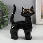 Сувенир керамика "Чёрный кот в очках, хвост трубой" грани 10,8х4,6х14,7 см - фото 3387957