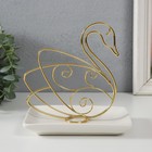 Сувенир керамика, металл подставка "Лебедь" белый с золотом 15,5х10,5х15,3 см - фото 8514457