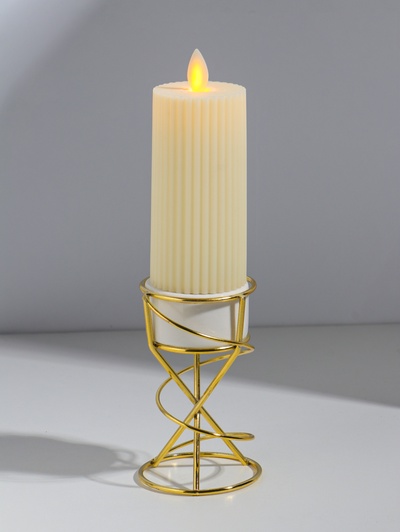 Подсвечник на 1 свечу «Спираль», керамика, металл, белый с золотом, 6.8×6.7×11.3 см