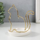 Сувенир керамика, металл подставка "Кошка" белая с золотом 10,5х10х12,5 см - Фото 2