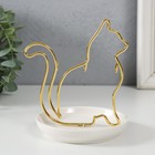 Сувенир керамика, металл подставка "Кошка" белая с золотом 10,5х10х12,5 см - Фото 4