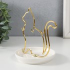 Сувенир керамика, металл подставка "Кошка" белая с золотом 10,5х10х12,5 см - Фото 5