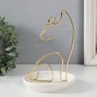 Сувенир керамика, металл подставка "Котик" белый с золотом 12х12х17 см - фото 8514496