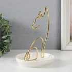 Сувенир керамика, металл подставка "Котик" белый с золотом 12х12х17 см - фото 8514497