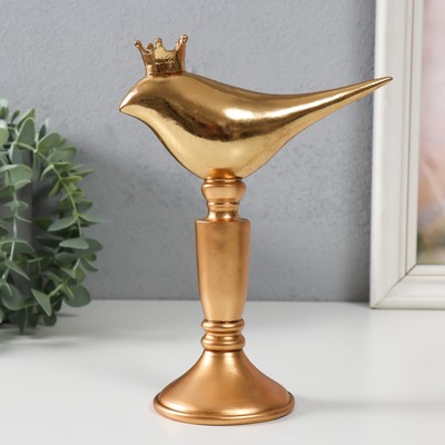 Статуэтка полистоун «Птица в короне», золотая, 14.3×8×20 см