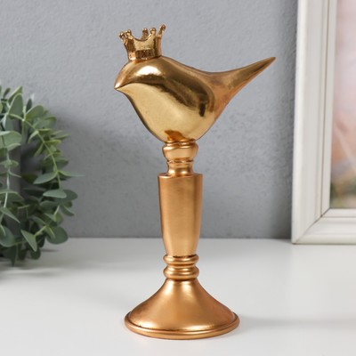 Статуэтка полистоун «Птица в короне», золотая, 14.3×8×20 см