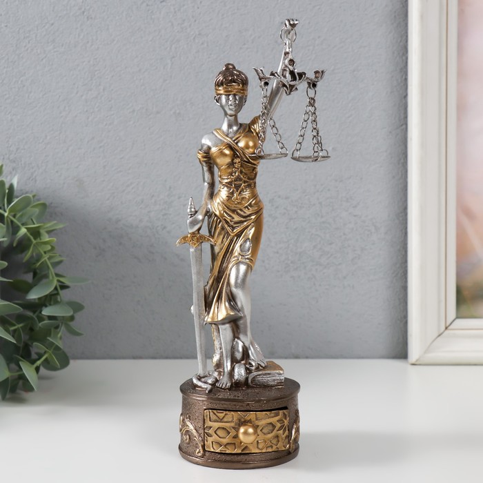 Сувенир полистоун "Фемида - Богиня правосудия, на шкатулке" 7х8х24 см - Фото 1