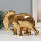 Сувенир полистоун "Слониха со слонёнком - нежность" золото 21х8х14,5 см - Фото 4