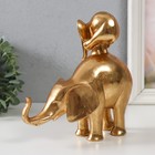 Сувенир полистоун "Слон со слонёнком на спине - пирамидка" золото 19х8,8х18,8 см - Фото 4