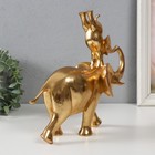 Фигурка полистоун «Слон со слонёнком на спине: гимнастика», золото, 25×9×23.5 см - Фото 2