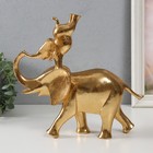 Фигурка полистоун «Слон со слонёнком на спине: гимнастика», золото, 25×9×23.5 см - Фото 3