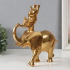 Фигурка полистоун «Слон со слонёнком на спине: гимнастика», золото, 25×9×23.5 см - Фото 4