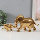 Сувенир полистоун "Слониха со слонёнком" золото набор 2 шт 32х6,6х13 см - фото 320783754