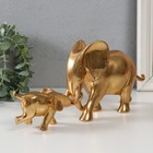 Сувенир полистоун "Слониха со слонёнком" золото набор 2 шт 32х6,6х13 см - Фото 3