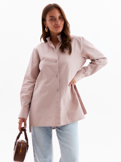 Рубашка женская удлиненная MINAKU: Casual Collection, размер 42, серо-розовая