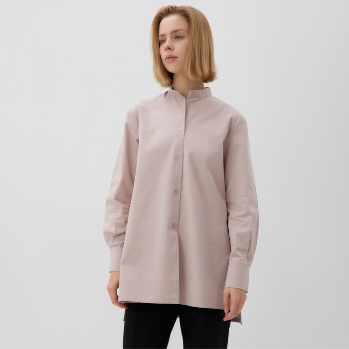 Рубашка женская удлиненная MINAKU: Casual Collection, размер 42, серо-розовый - Фото 1