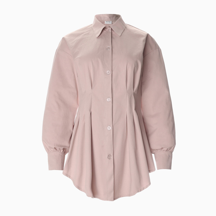 Рубашка женская удлиненная MINAKU: Casual Collection цвет серо-розовый, р-р 42 - фото 1919822582