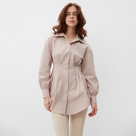 Рубашка женская удлиненная MINAKU: Casual Collection цвет серо-розовый, р-р 44
