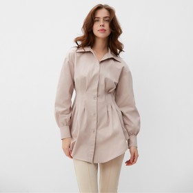 Рубашка женская удлиненная MINAKU: Casual Collection цвет серо-розовый, р-р 46